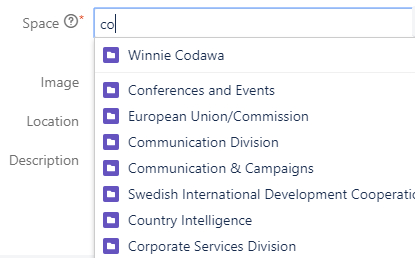weCollaborate learning resources > Using the Events Macro > 3c enter space.PNG